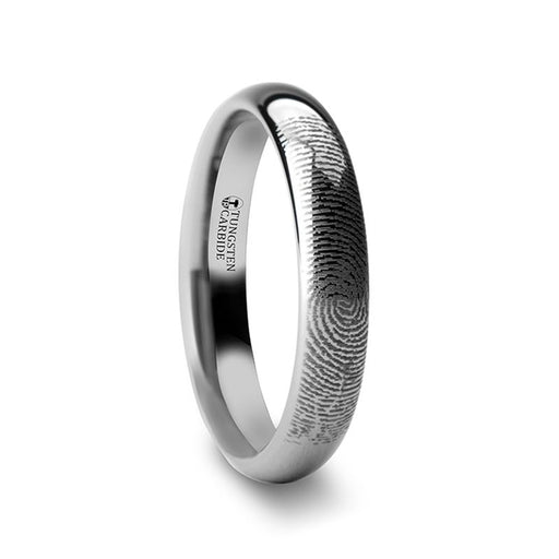 Fingerprint Engraved Domed Tungsten Ring Polished - Dominus - 4mm - 12mm