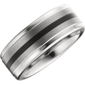 Tungsten Band with Satin Finish & Black Enamel TAR275 - 8.3 mm