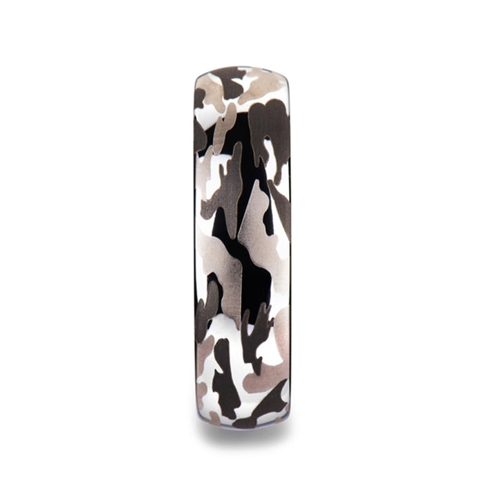 BATTALION Domed Tungsten Carbide Ring with Black and Gray Camo Pattern - 6mm - 10mm