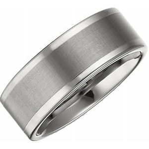 Tungsten Flat Band with Satin Finish Center TAR100 - 8 mm