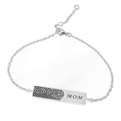 Personalized Bar Pendant Horizontal - Fingerprint Necklace or Bracelet