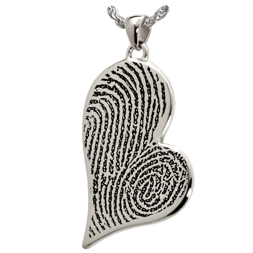 B&B Teardrop Heart Double-Print Fingerprint Pendant