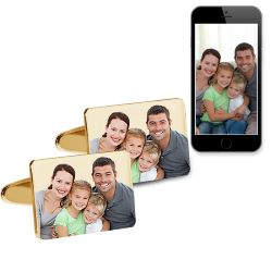 Photo Engraved Rectangle Cuff Links Jewelry