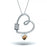 Carabiner Heart Pendant Necklace with CZ Barrel and Dangle Photo Charm Jewelry