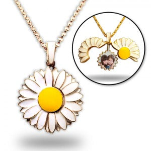 Exclusive Enameled Daisy Photo Necklace & Chain Jewelry