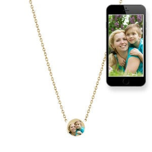 Petite Round Photo Engraved Necklace w/ 18" Chain Jewelry