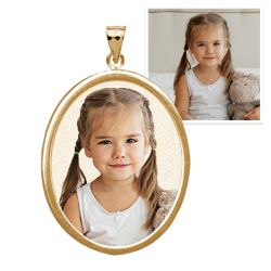 Large Oval w/ Bezel Frame Photo Pendant Jewelry