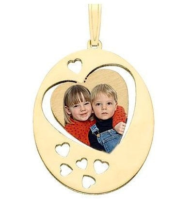 Oval w/ Heart Cut Out Design Photo Pendant Jewelry