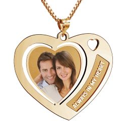 Heart w/ "Always in my Heart" Etched Photo Jewelry