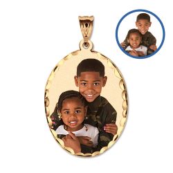 Large Oval w/ Diamond Cut Edge Photo Pendant Jewelry