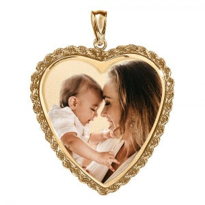 Large Heart w/ Rope Frame Photo Pendant Jewelry