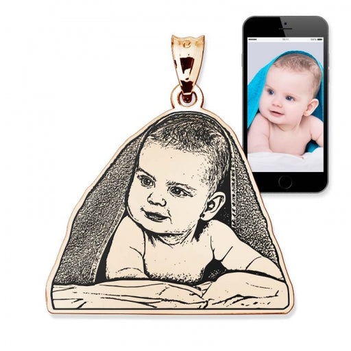 Antiqued Laser Carved Photo Outline Pendant or Charm Jewelry