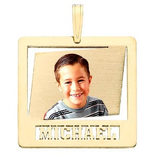 Square w/ Name Cut Photo Pendant Jewelry