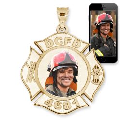 Firefighter Badge Photo Pendant w/ Name and Number Jewelry