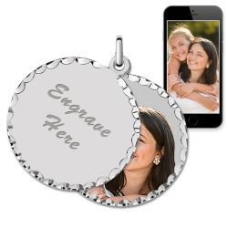 14K White Gold Round Swivel Photo Pendant Jewelry