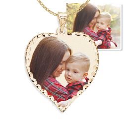 Medium Heart w/ Diamond Cut Edge Photo Pendant Jewelry