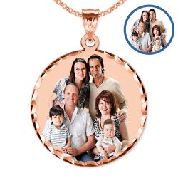 Large Round w/ Diamond Cut Edge Photo Pendant Jewelry