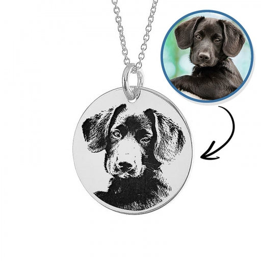 Antiqued Laser Carved Photo Round Disc Pendant w/ 18" Necklace