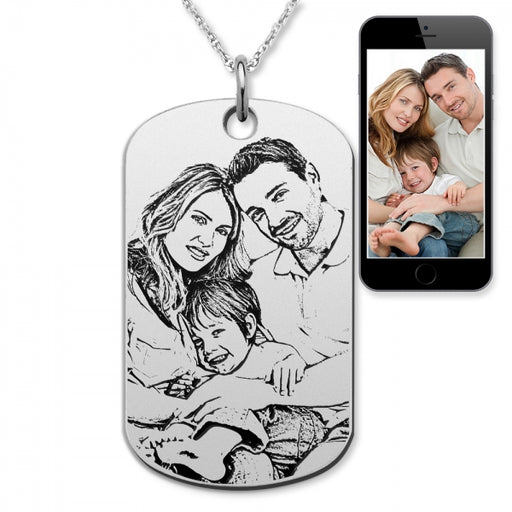 Stainless Steel Dog Tag Photo Pendant with Chain Jewelry