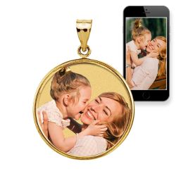Small Round w/ Bezel Frame & Protective Crystal Photo Pendant Jewelry