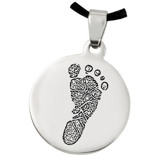 Stainless Steel Round Footprint Pendant