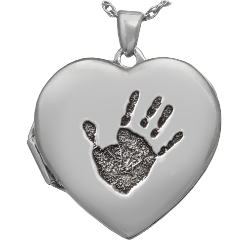 Heart Double Photo Locket Handprint Pendant