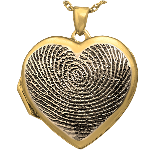 Heart Double Photo Locket Fingerprint Pendant