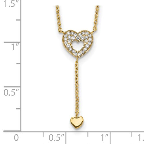 14K Heart with CZs Necklace