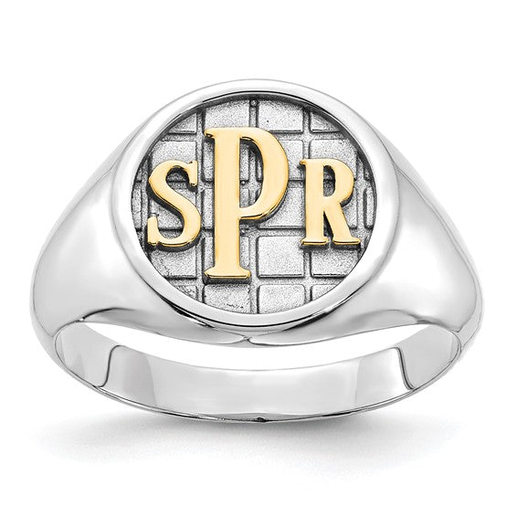 Heavy Signet Ring with Contrasting Monogram XNR45