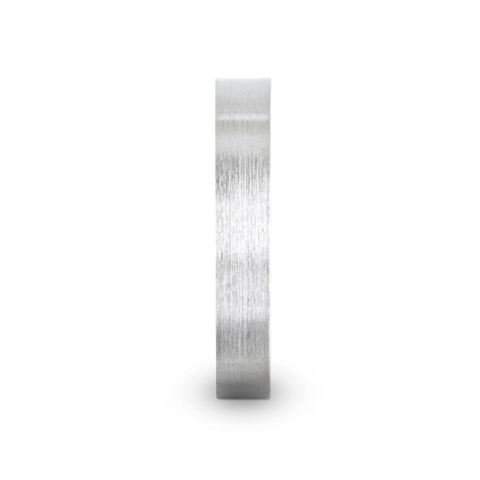ARISTOCRAT Silver Brushed Finish Flat Style Wedding Band - 4mm & 8mm
