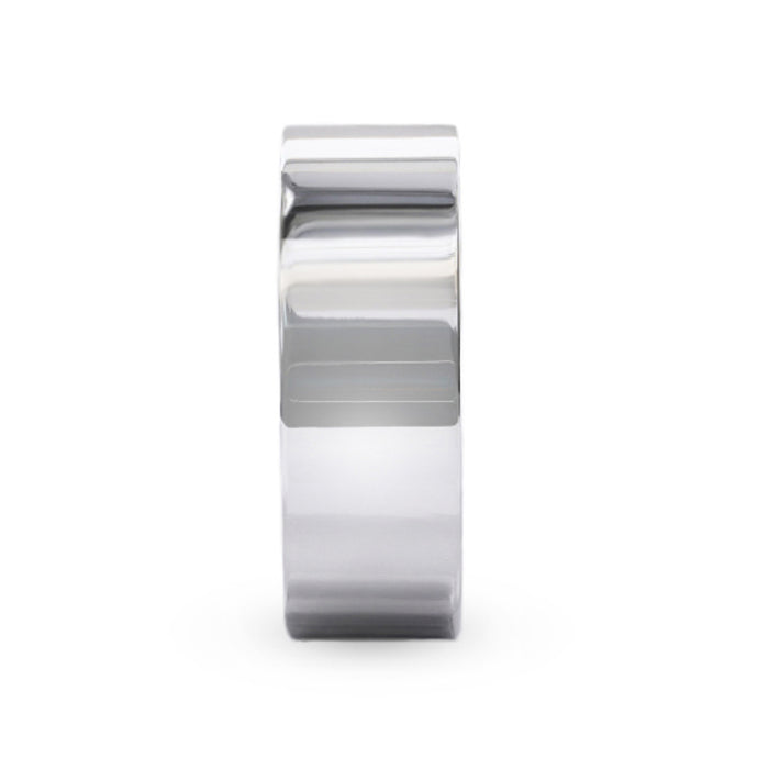 ARGENT Silver Polished Finish Flat Style Wedding Band - 4mm & 8mm