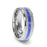BARRY Blue Stripe Inlaid Titanium Flat Brushed Men's Wedding Ring With Beveled Polished Edges - 8mm