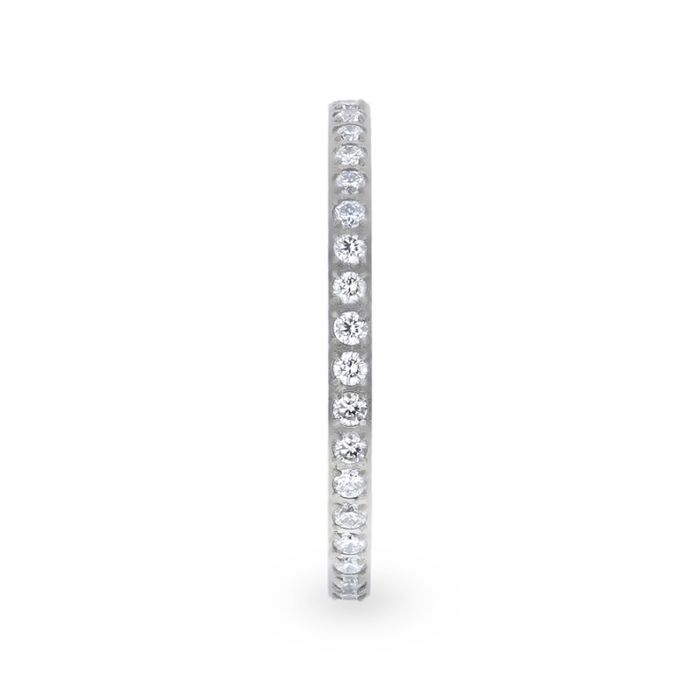 EMILIA Flat Polished Titanium Women's Wedding Ring With Small Lab-Created White Diamonds Setting - 2mm