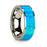 Flat 14k White Gold with Blue Opal Inlay and Polished Edges - 8 mm