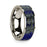 Flat 14k White Gold with Blue Lapis Lazuli Inlay and Polished Edges - 8 mm