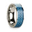 Flat 14k White Gold With Blue Carbon Fiber Inlay And Polished Edges - 8mm