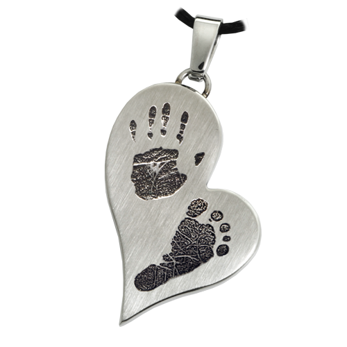 B&B Teardrop Heart Handprint + Footprint Pendant