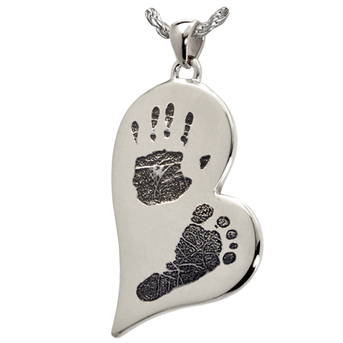 B&B Teardrop Heart Handprint + Footprint Pendant