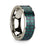 Men’s Polished 14k White Gold Flat Ring with Black & Green Carbon Fiber Inlay - 8mm