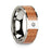 Polished 14k White Gold Men’s Wedding Band with Red Oak Wood Inlay & Diamond Accent - 8mm