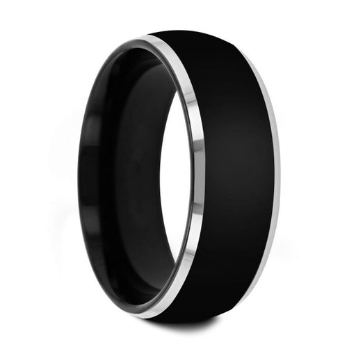 MASERATI Black Tungsten Ring with Polished Domed Beveled Edges - 4mm - 10mm