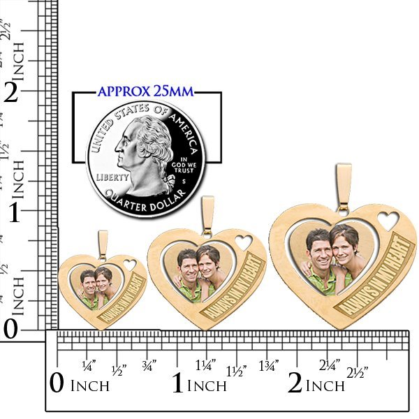Heart w/ "Always in my Heart" Etched Photo Jewelry