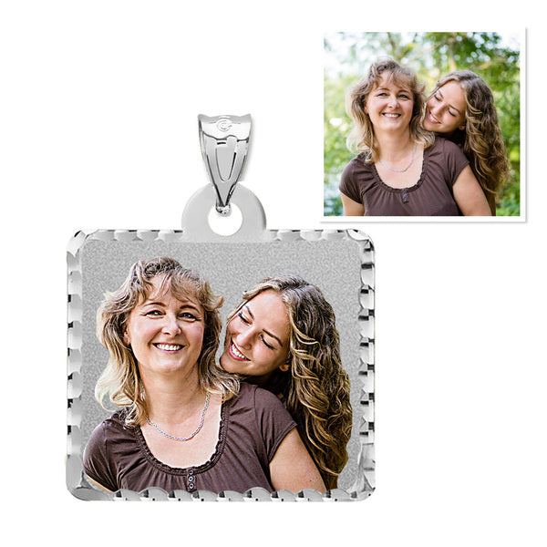 Square w/ Diamond Cut Edge Photo Pendant Jewelry