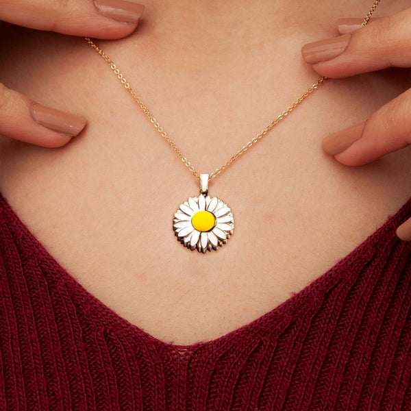 Exclusive Enameled Daisy Photo Necklace & Chain Jewelry