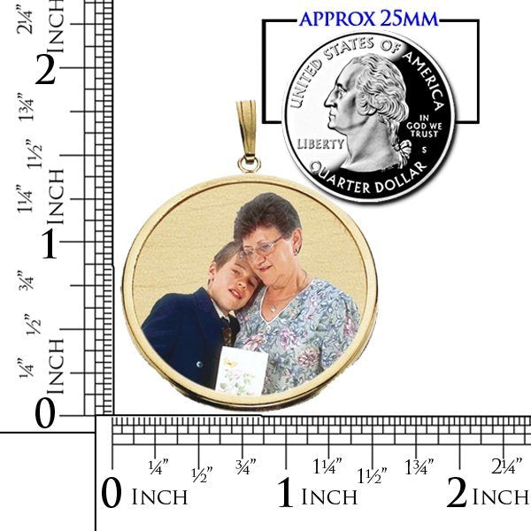 Large Round w/ Bezel Frame and Protective Crystal Photo Pendant Jewelry