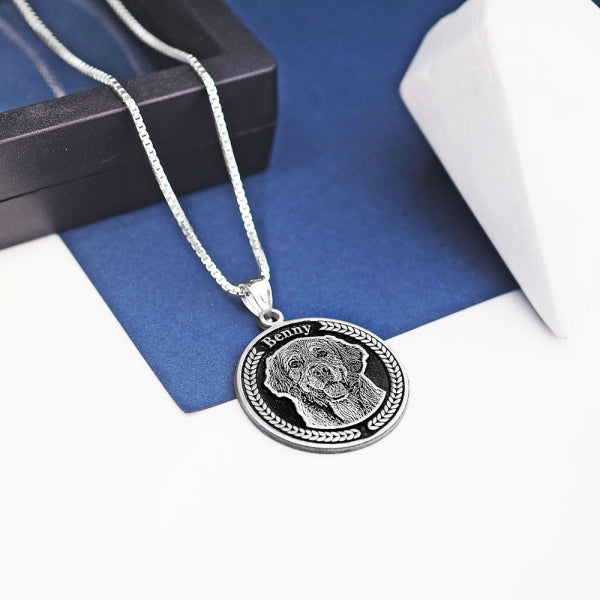 Antiqued Memoriam Laser Etched Photo Pendant Jewelry