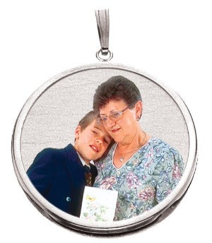 Large Round w/ Bezel Frame and Protective Crystal Photo Pendant Jewelry