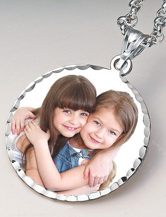 Medium Round w/ Diamond Cut Edge Photo Pendant Jewelry