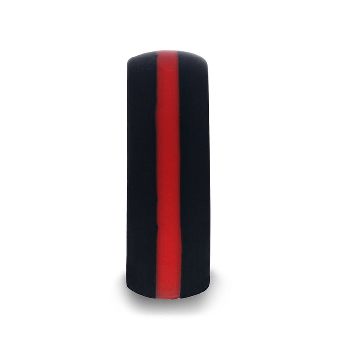 Matte Black Men's Silicone Ring ring With Red Colored Inlay - 8mm