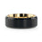 VELVET Flat Brushed Black Titanium Men's Wedding Ring With Yellow Gold Plating Interior And Beveled Polished Edges - 8mm